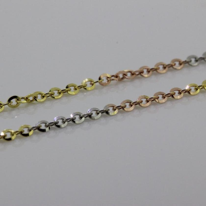 18ct 3 Tone Cable Link Chain