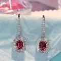 18ct White Gold Red Spinel and Diamond Earrings