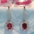 18ct White Gold Red Spinel and Diamond Earrings