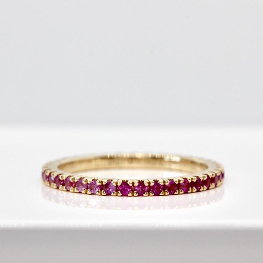 14ct Yellow Gold Multi Sapphire & Diamond Ombre Ring