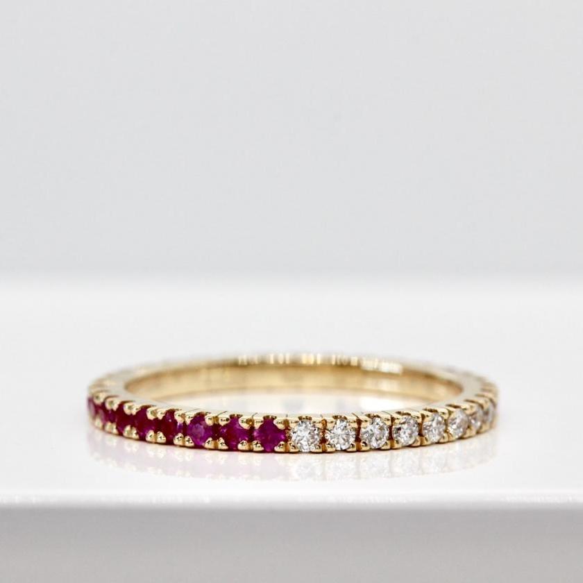 14ct Yellow Gold Multi Sapphire & Diamond Ombre Ring