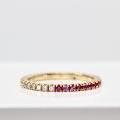 14ct Yellow Gold Multi Sapphire & Diamond Ombre Ring