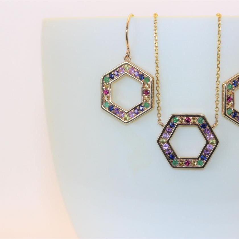 14ct Yellow Gold Multi Gem Drop Earrings