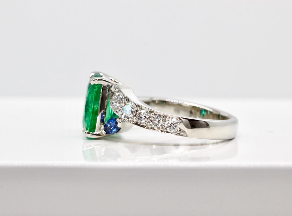 Art Deco Emerald Diamond Platinum Ring Engagement Ring Wedding Ring - Ruby  Lane