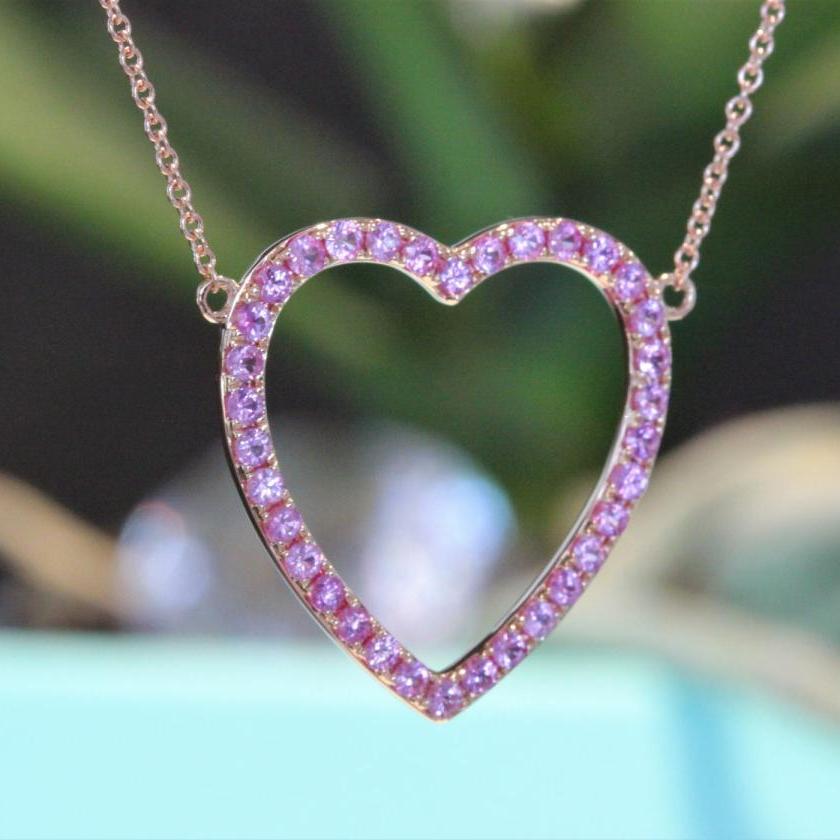 14ct Rose Gold Pink Sapphire Heart Pendant