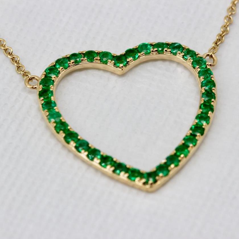 14ct Yellow Gold Emerald Heart Pendant