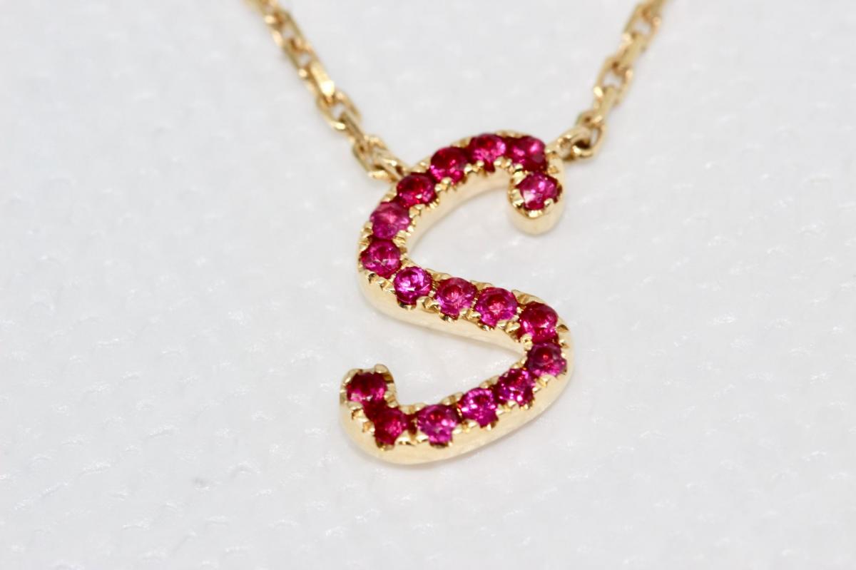 The Ruby Initial Pendant 7 63 0 Birkbecks Jewellers Bespoke Gold Coast Jewellers
