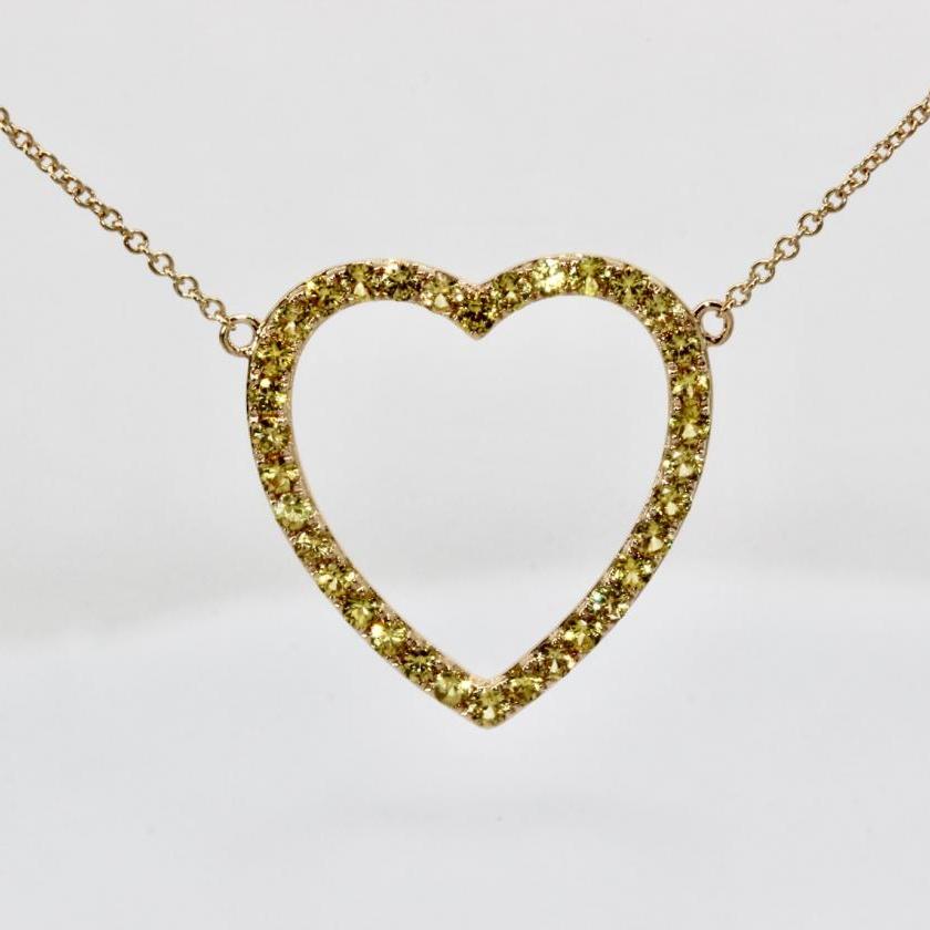 14ct Yellow Gold Sapphire Heart Necklet