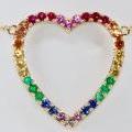 14ct Yellow Gold Rainbow Heart Pendant