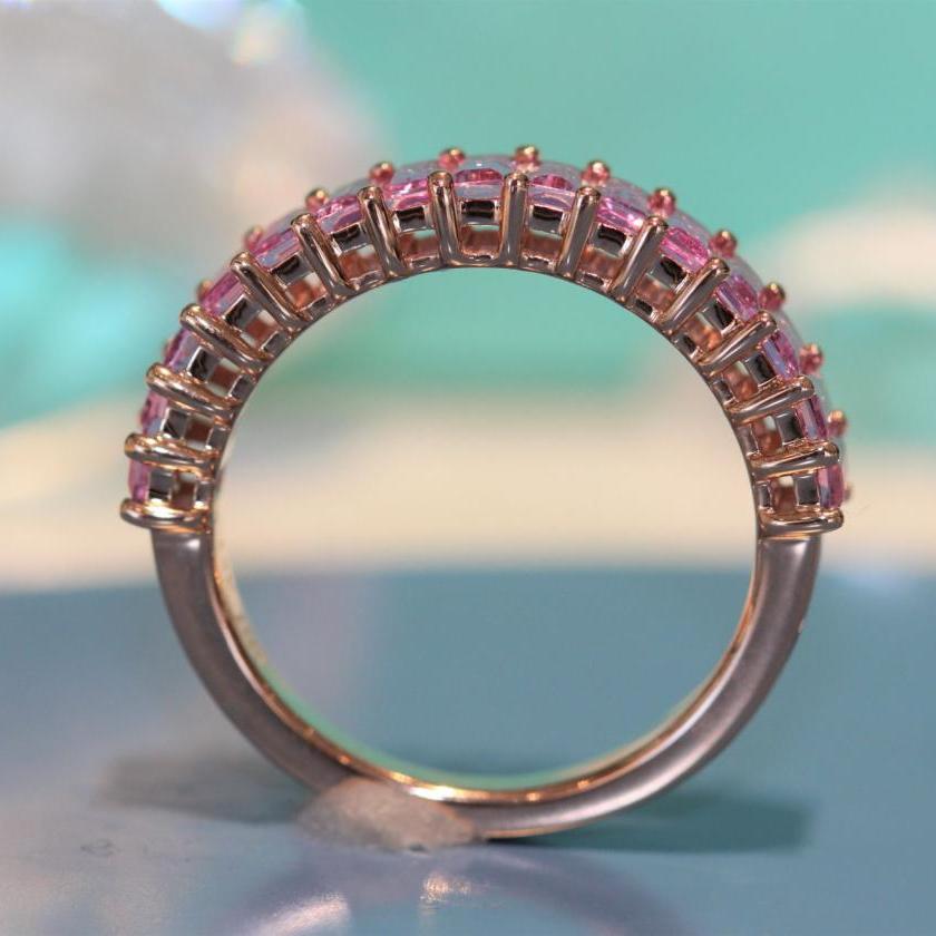 The Rose Gold & Pink Sapphire Half Eternity