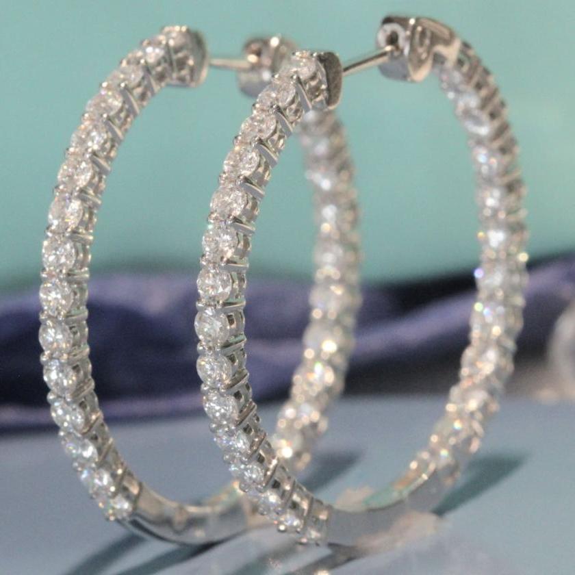 18ct White Gold Diamond Hoops