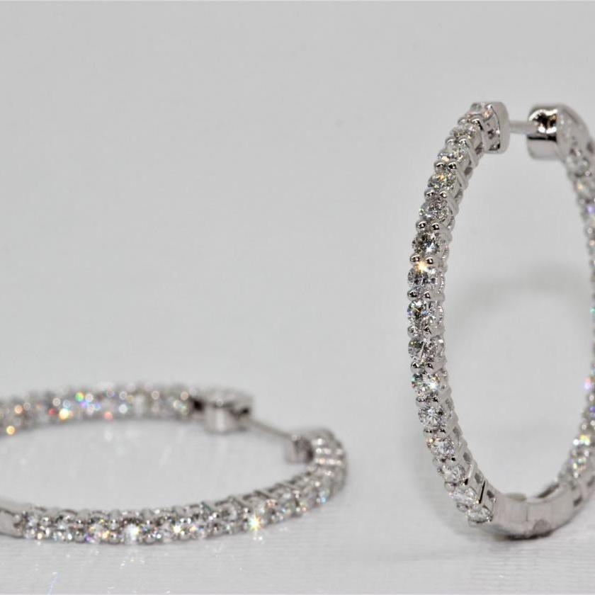 18ct White Gold Diamond Hoops