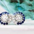 18ct White Gold Blue Sapphire and Diamond Ombre Halos