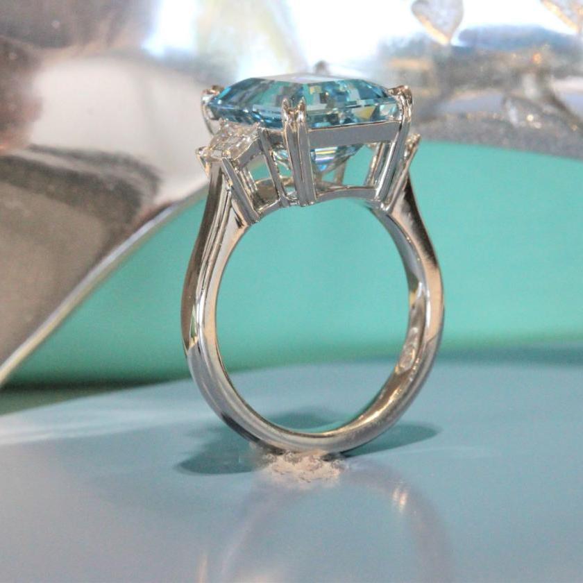 Platinum Aquamarine, Diamond Ring