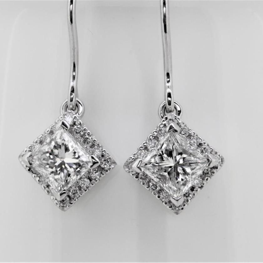 18ct White Gold Diamond Halo Earrings