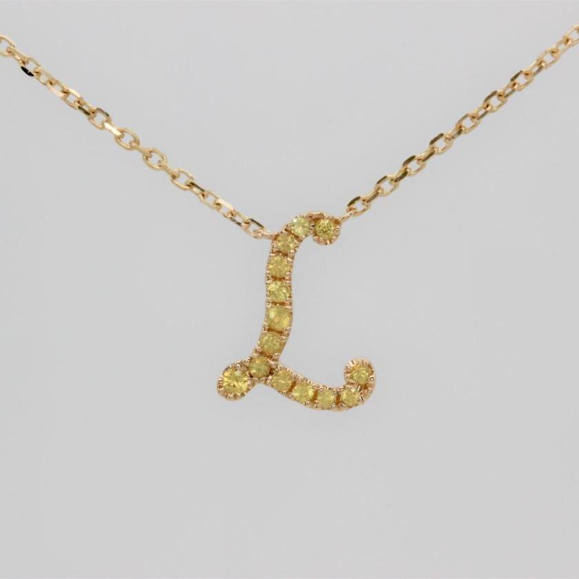 14ct Yellow Gold Sapphire Initial 'L' Pendant