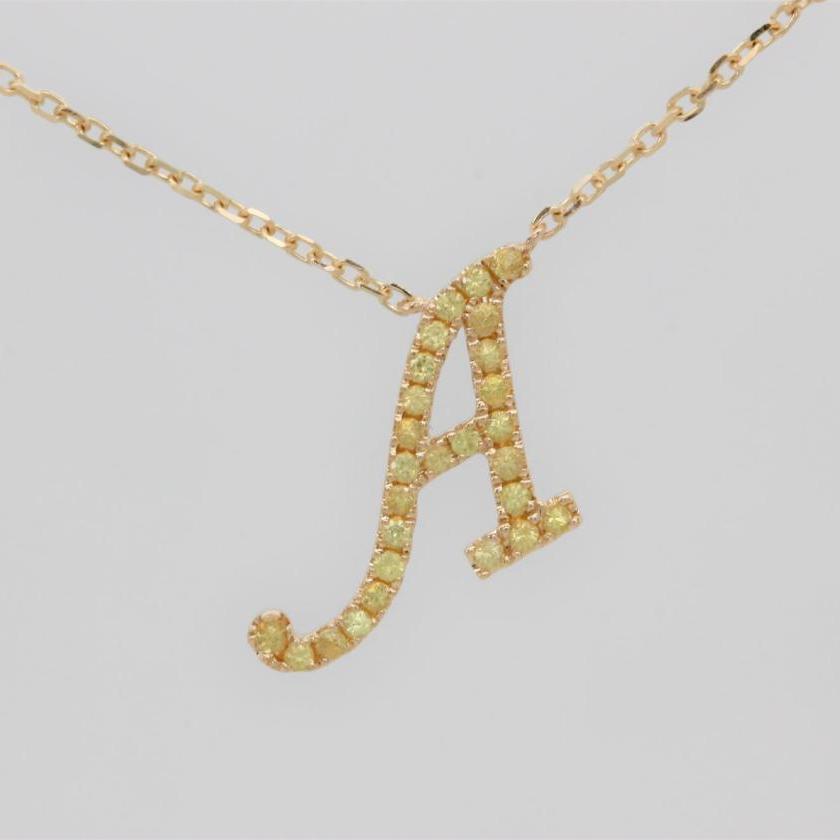 14ct Yellow Gold Sapphire Initial 'A' Pendant