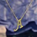 14ct Yellow Gold Sapphire Initial 'A' Pendant