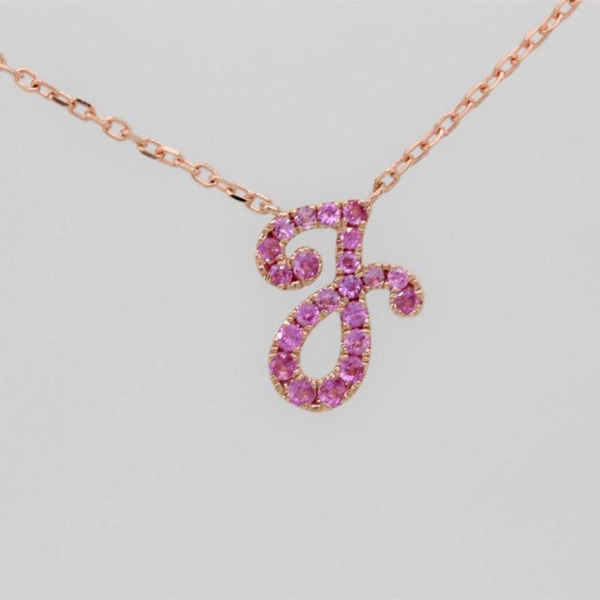 14ct Rose Gold Sapphire Initial 'J' Pendant