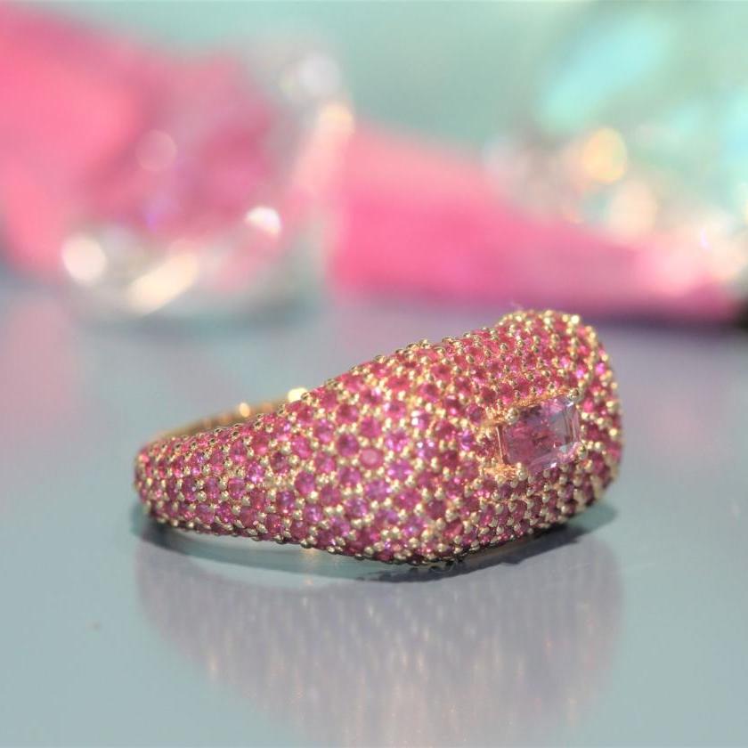The Pink Sapphire Cluster Signet Ring