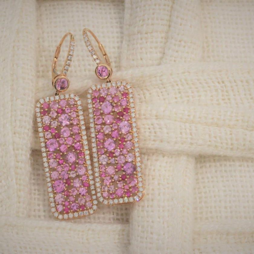 The Sapphire Tablet Earrings - Pink