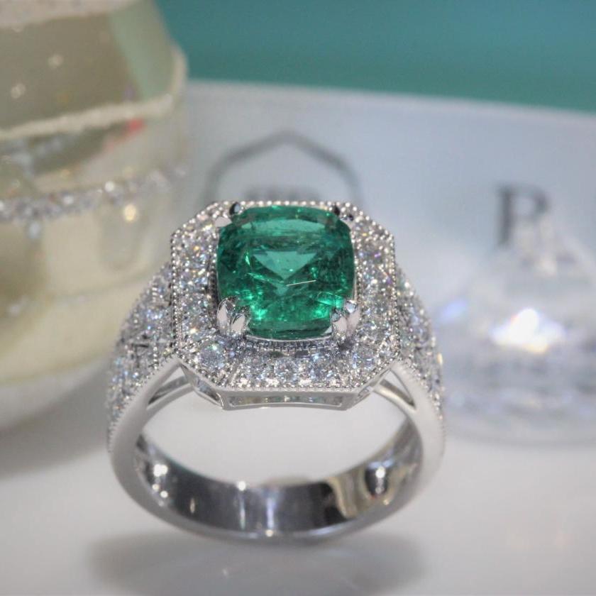 The Emerald Milgrain Ring