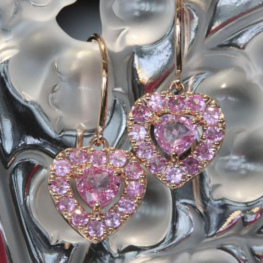 The Pink Sapphire Heart Earrings