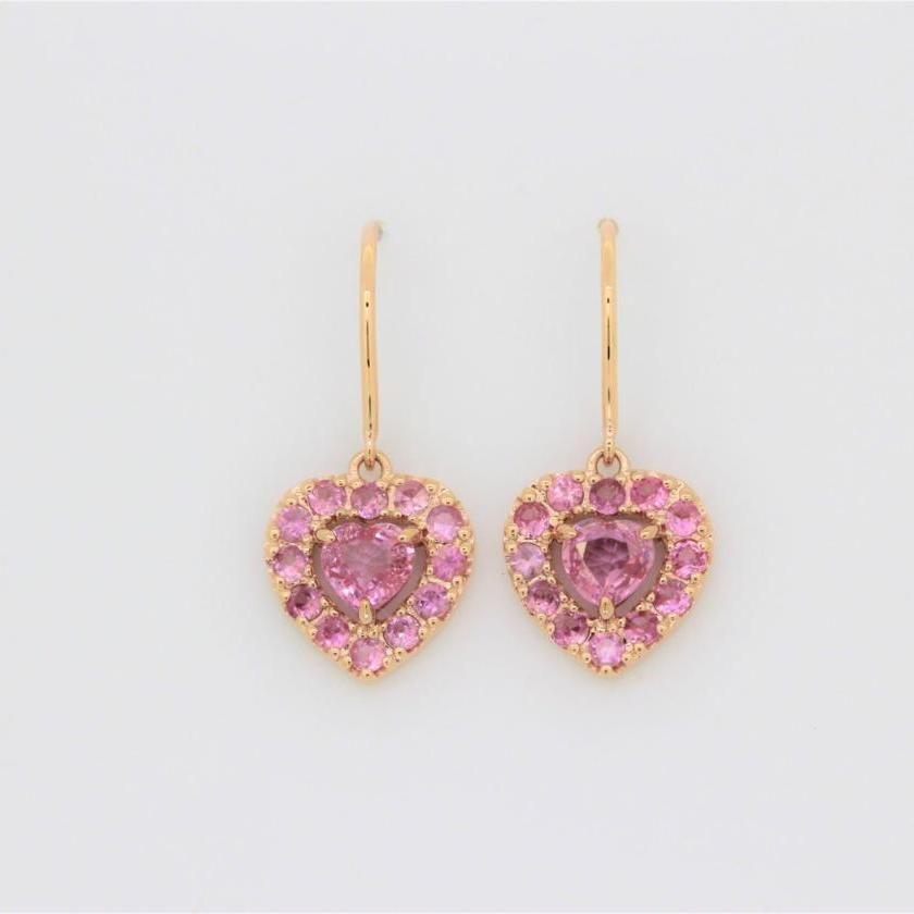 The Pink Sapphire Heart Earrings