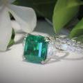 The Square Emerald & Diamond Three Stone Ring