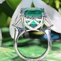The Square Emerald & Diamond Three Stone Ring
