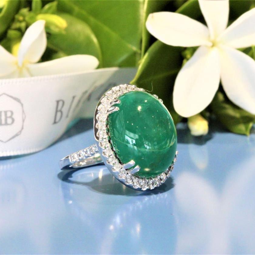 The Cabochon Emerald & Diamond Ring