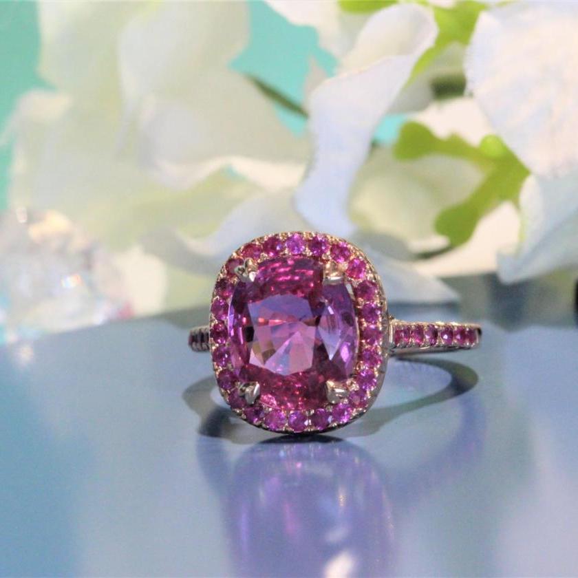 The Pink Sapphire Halo Ring