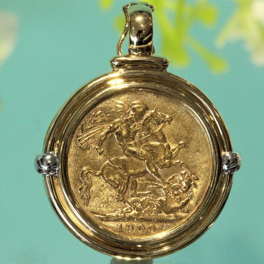22 Karat Gold King George V British Sovereign Coin Pendant — Antique  Jewelry Mall
