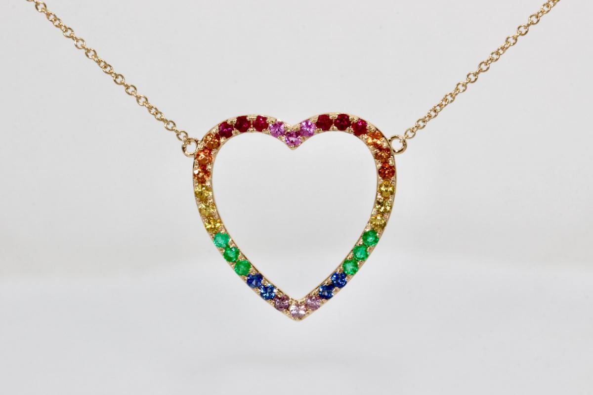 Rainbow heart pendant gold deals