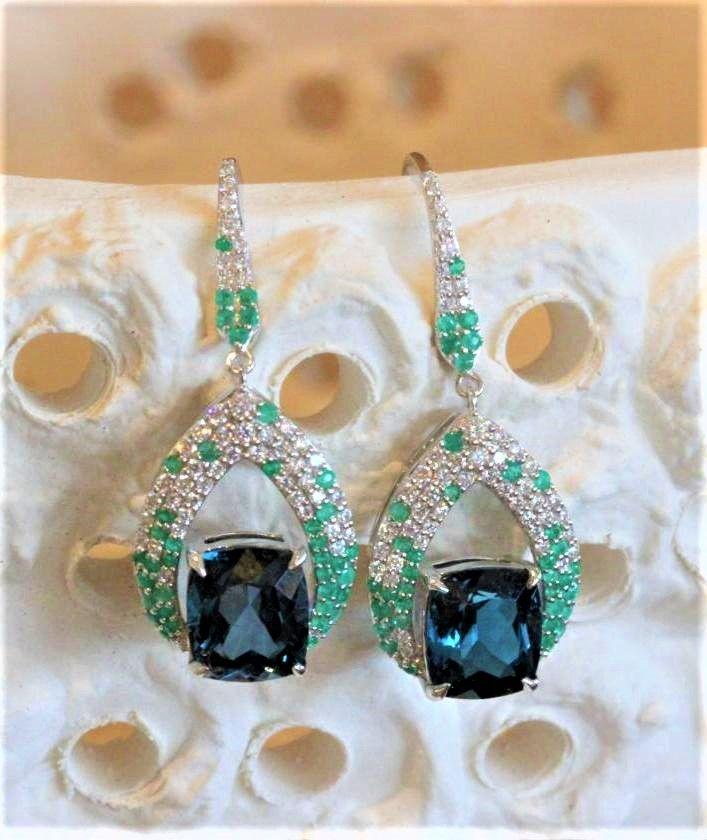 The Topaz Emerald Spire Drop Earrings 13 123 7 500 Birkbecks Jewellers Bespoke Gold Coast Jewellers