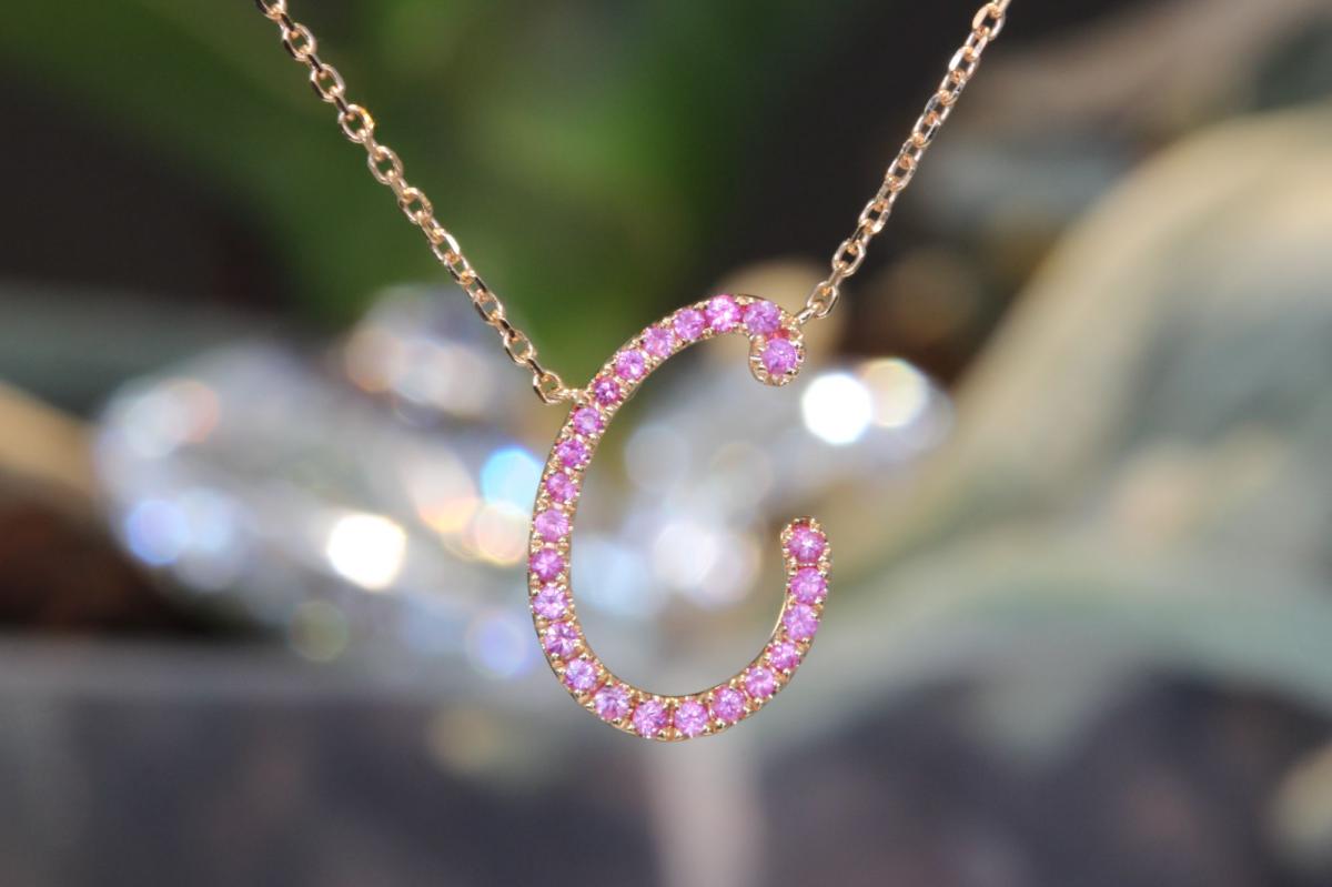 Large diamond shop initial pendant
