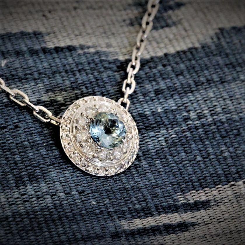 Aquamarine and on sale sapphire necklace