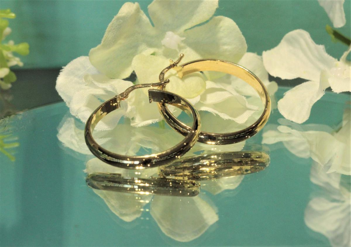 The Half Round Yellow Gold Hoops [14175] 850 Birkbecks Jewellers