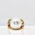 18ct Yellow Gold South Sea Pearl and Diamond Ring