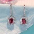 18ct White Gold Red Spinel and Diamond Earrings