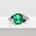 Platinum Emerald, Sapphire and Diamond Ring