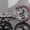 18ct White Gold Pink Sapphire Ombre Halos