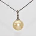 18ct White Gold South Sea Pearl and Diamond Pendant