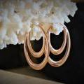 The Doubled Oval Hoop Earrings - Rose Gold