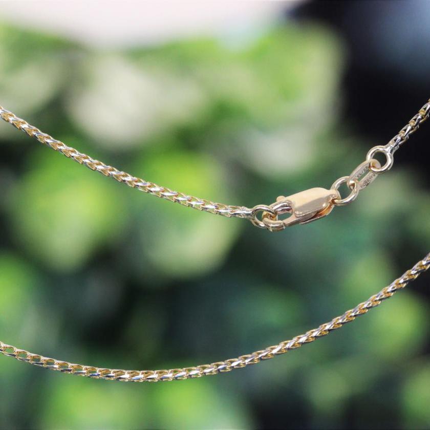 18ct Yellow and White Gold Wheat Link Chain