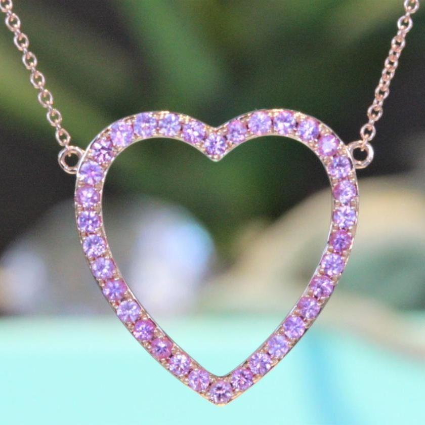 14ct Rose Gold Pink Sapphire Heart Pendant