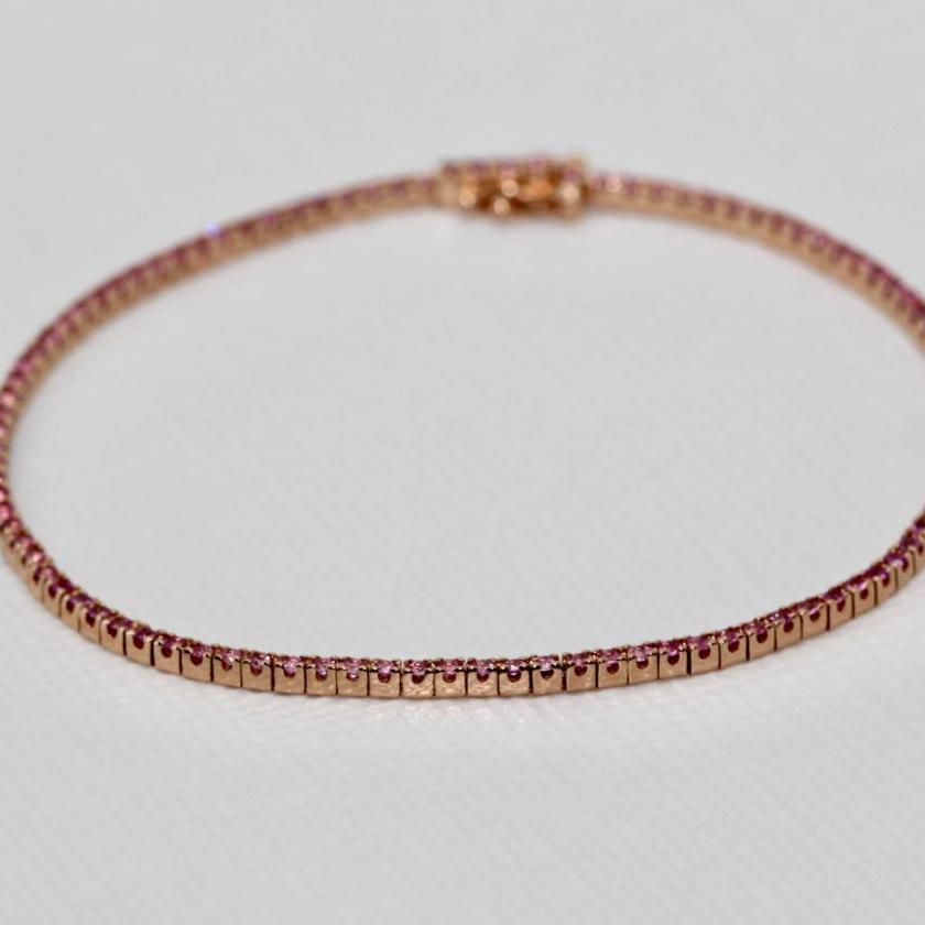 14ct Rose Gold Pink Sapphire Tennis Bracelet