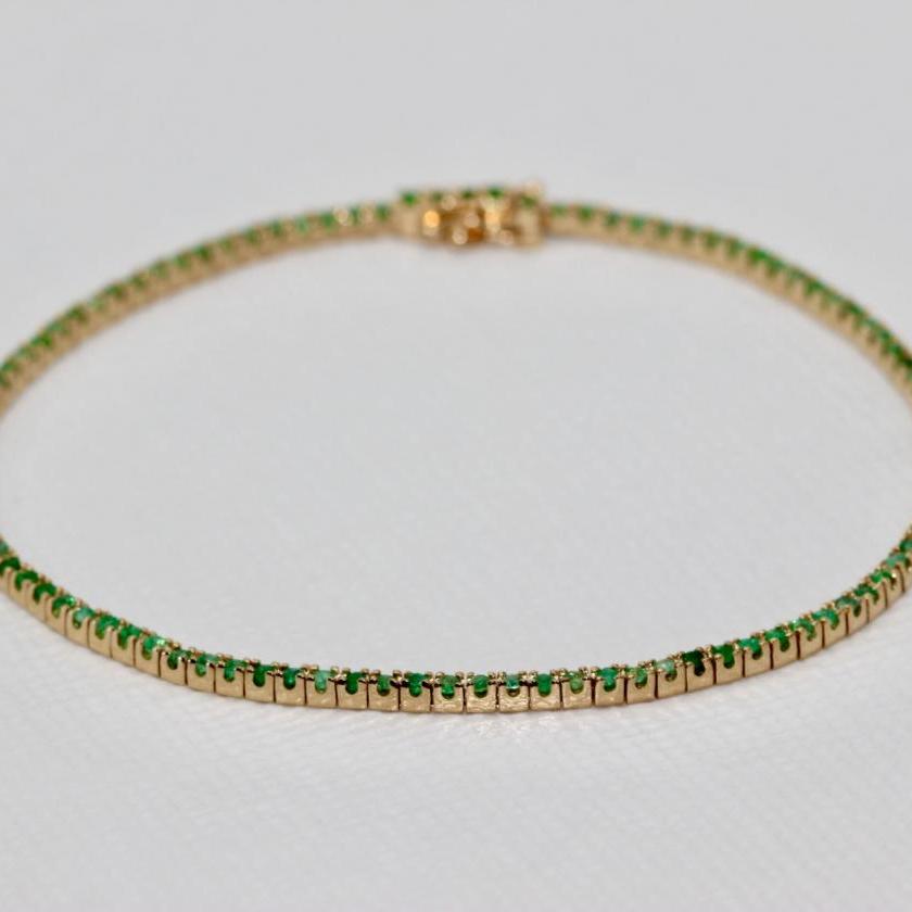 14ct Yellow Gold Emerald Tennis Bracelet