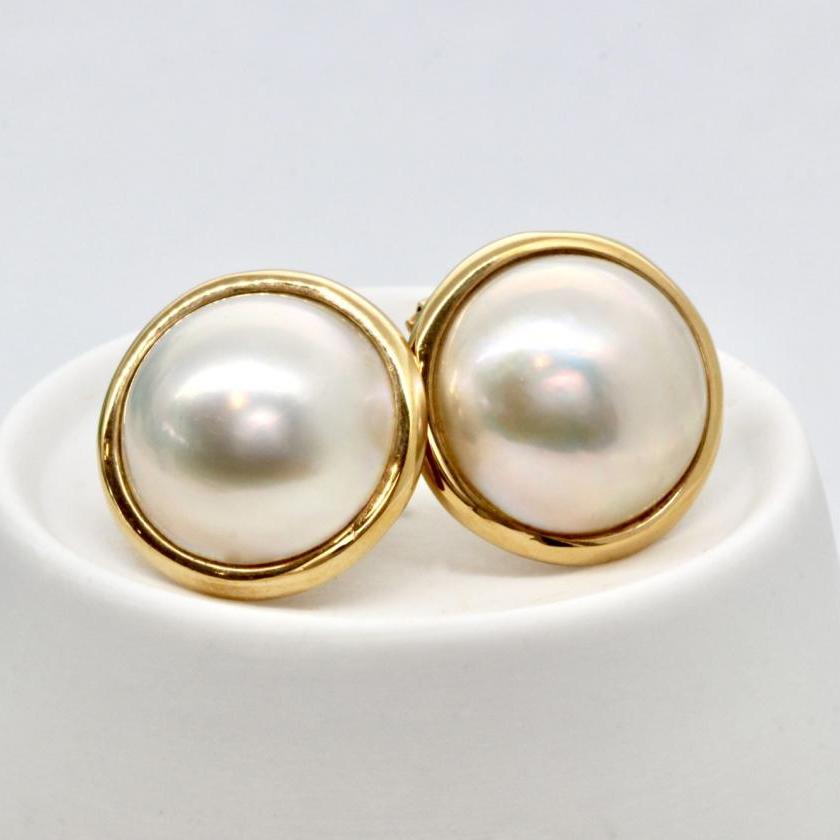 Ct Yellow Gold Mabe Pearl Earrings Birkbecks Jewellers