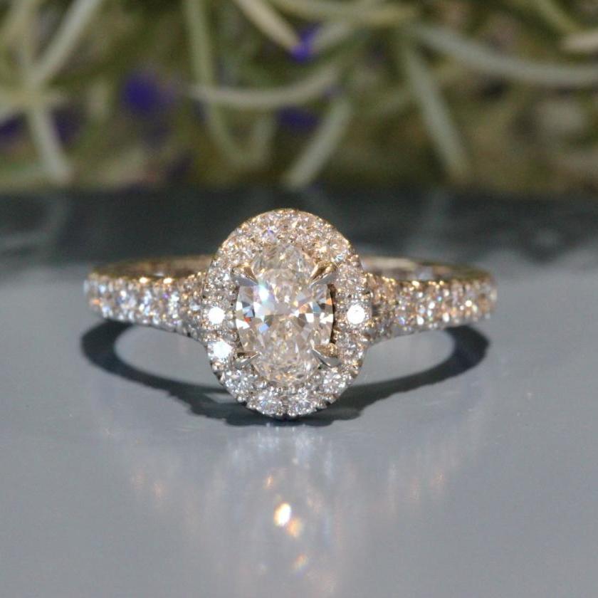 Platinum and Diamond Halo Engagement Ring